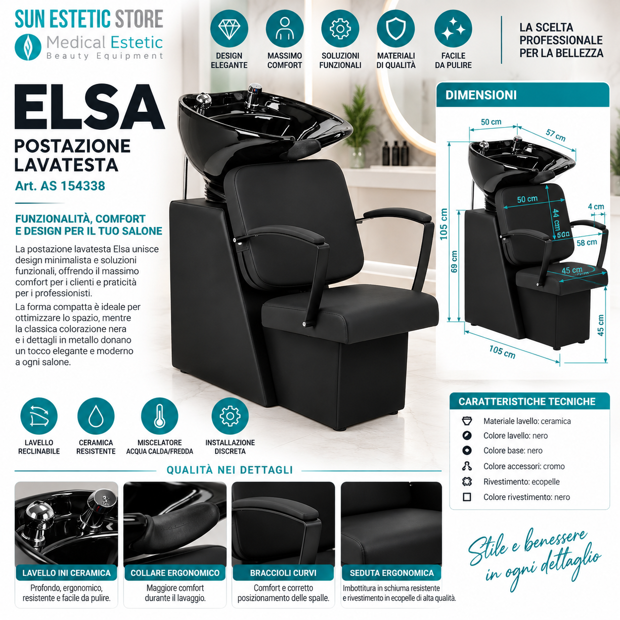 Elsa washing poltrona lavatesta parrucchiere