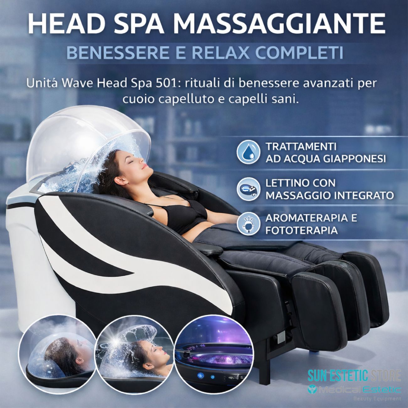 Wave 501 Head Spa lavatesta con lettino massaggiante