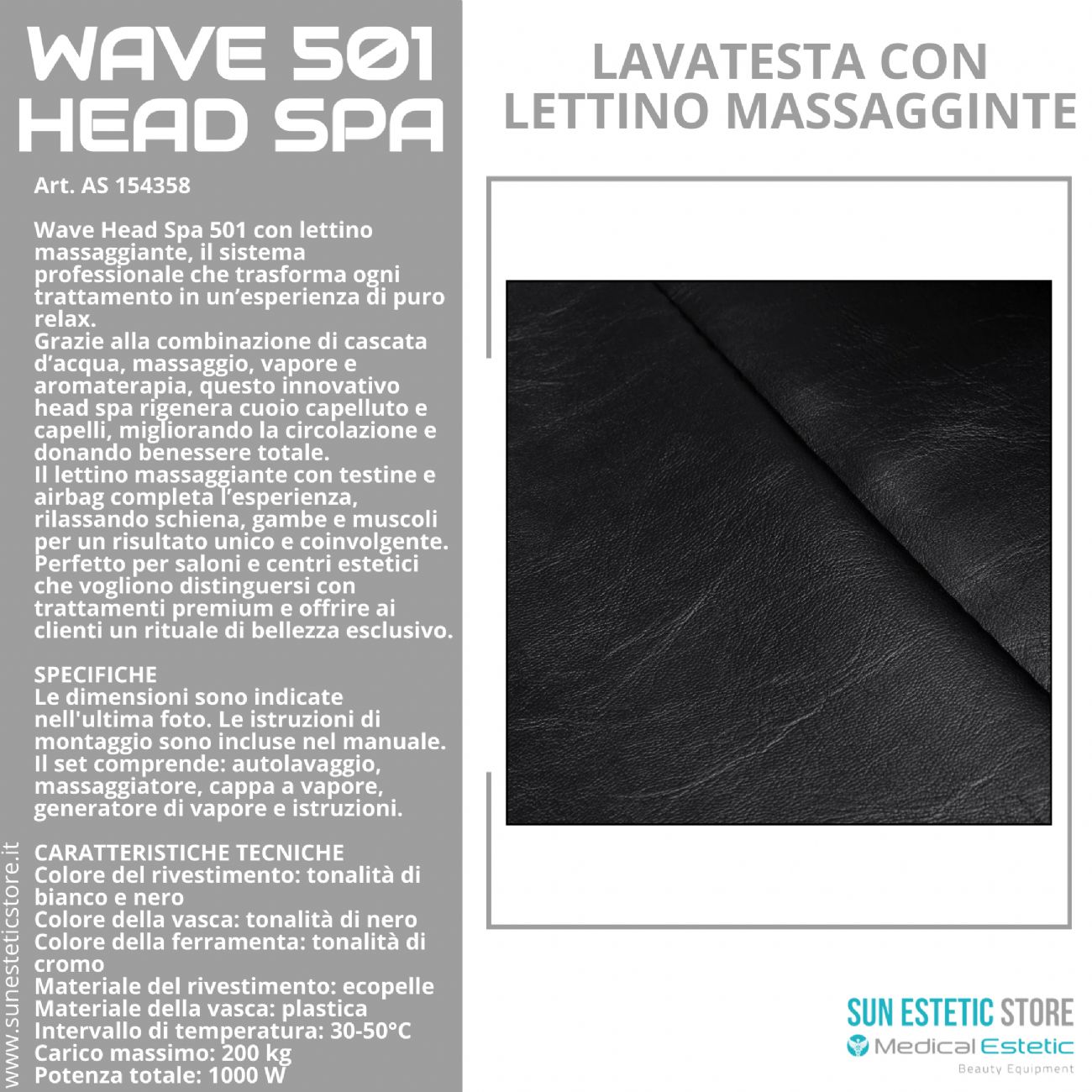 Wave 501 Head Spa lavatesta con lettino massaggiante