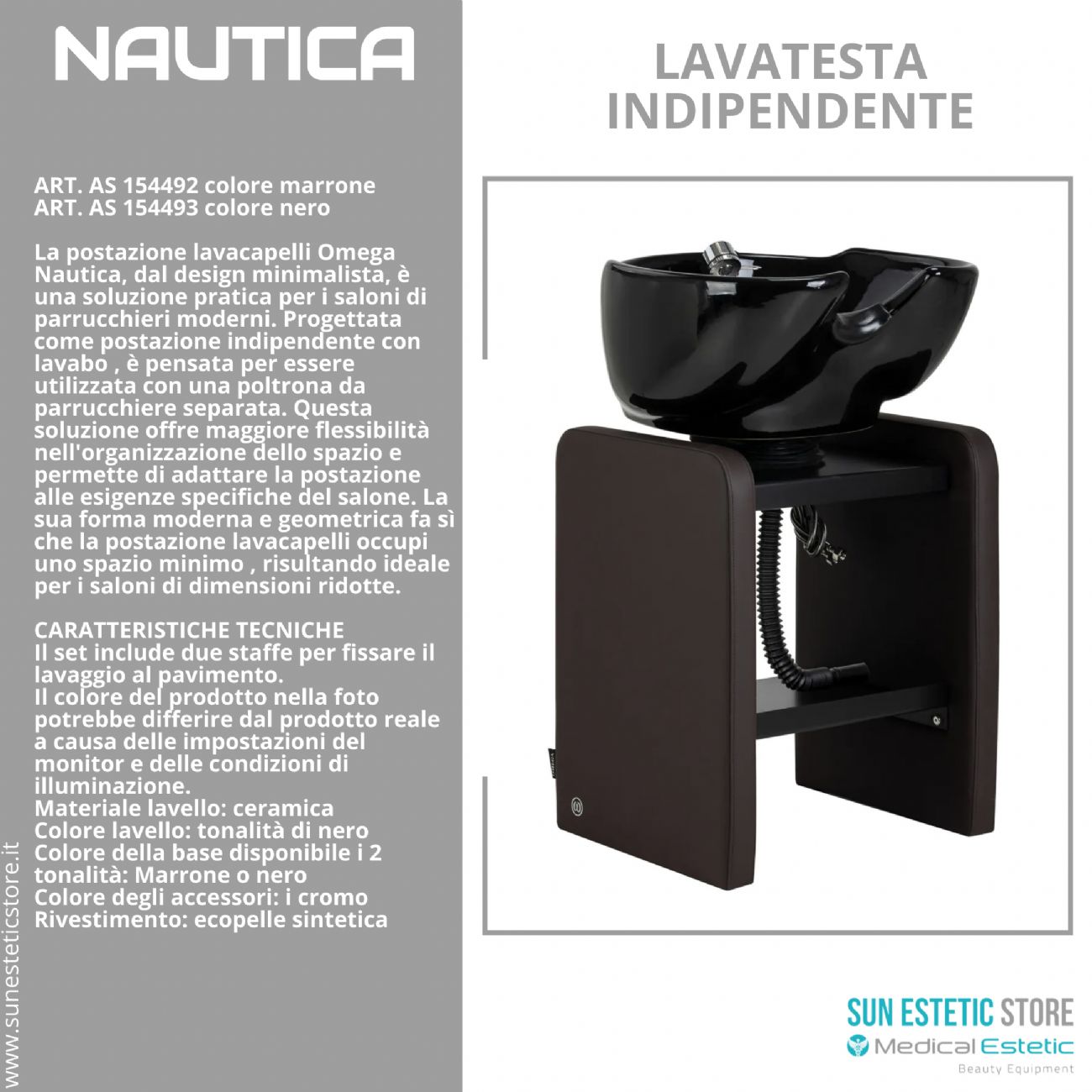 Nautica lavatesta indipendente senza poltrona