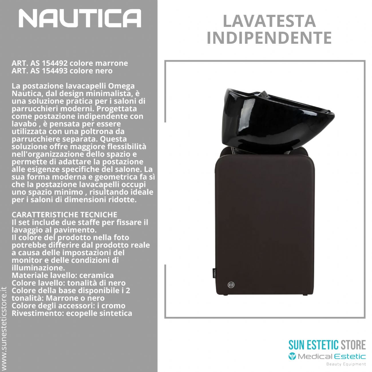 Nautica lavatesta indipendente senza poltrona