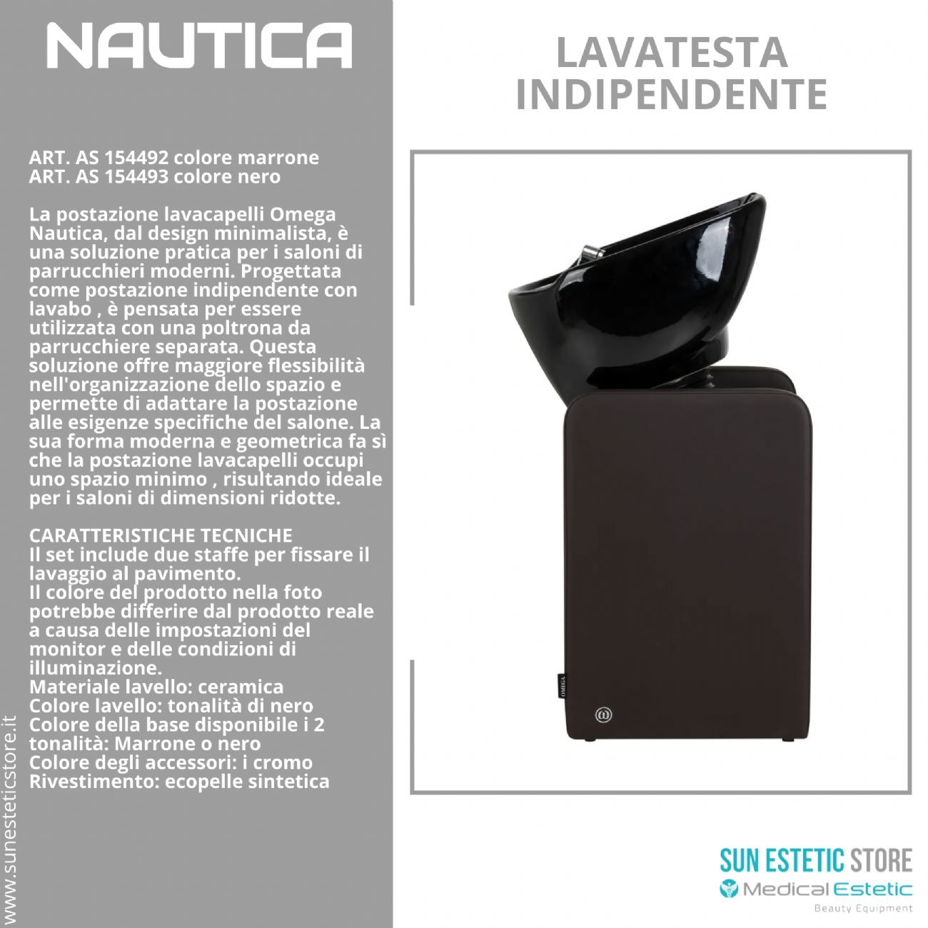 Nautica lavatesta indipendente senza poltrona