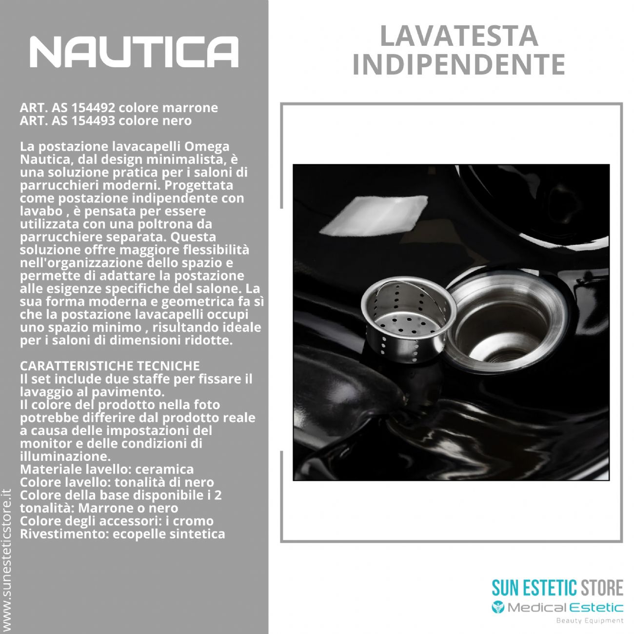 Nautica lavatesta indipendente senza poltrona