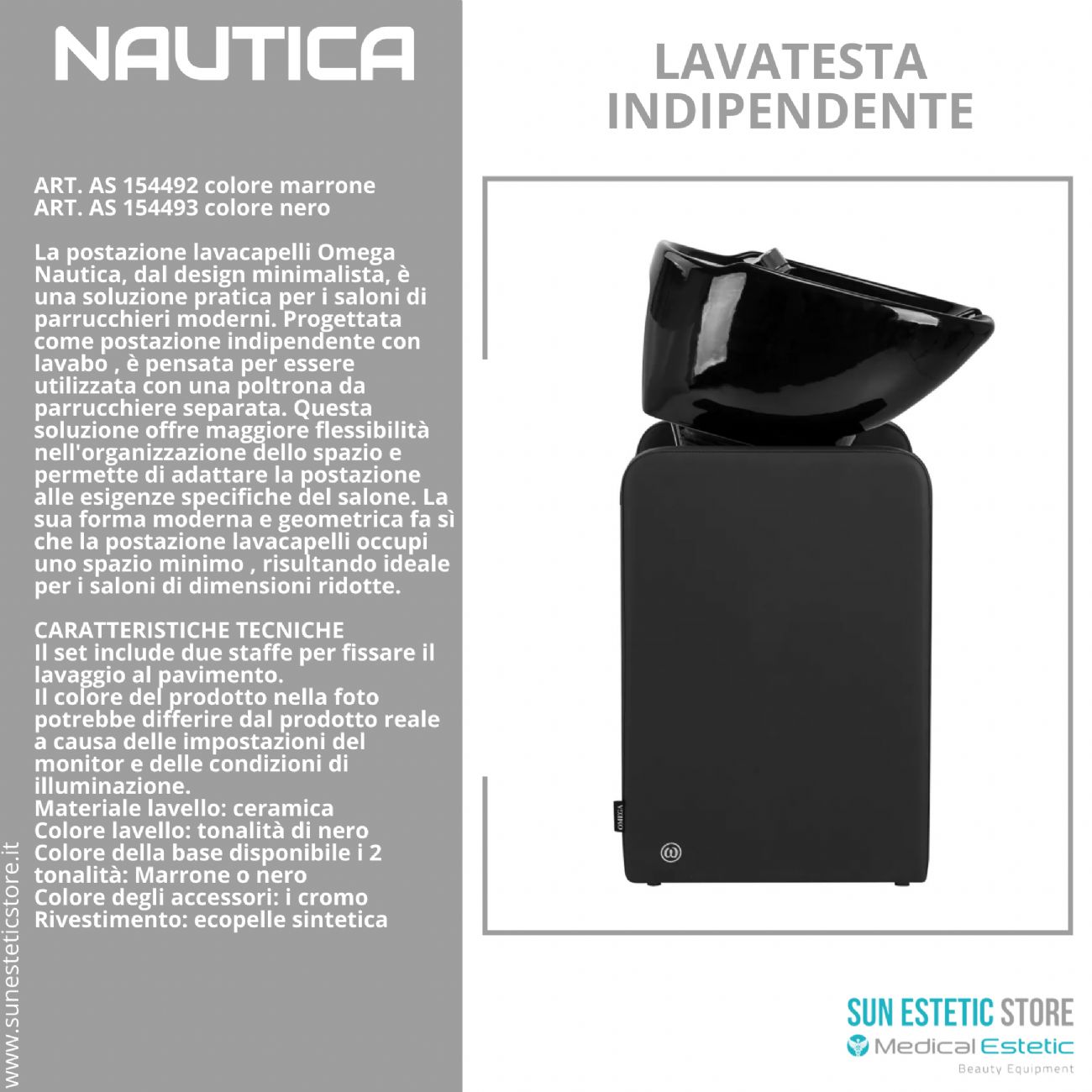 Nautica lavatesta indipendente senza poltrona