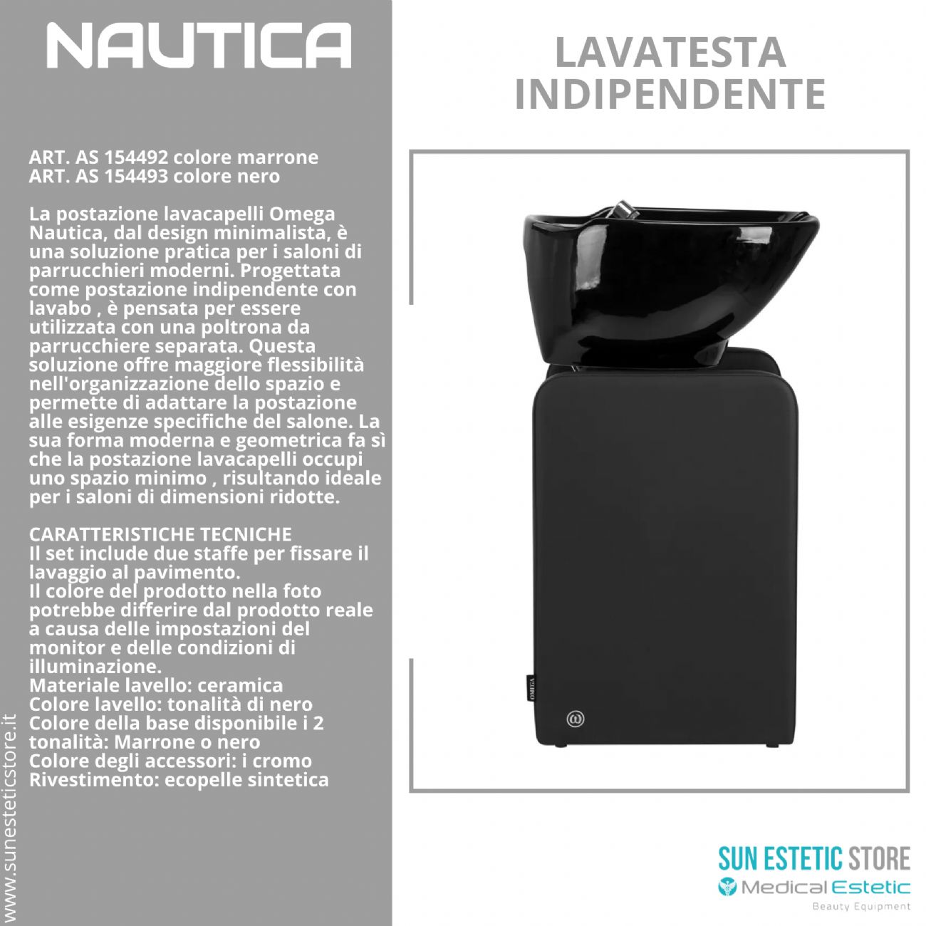 Nautica lavatesta indipendente senza poltrona