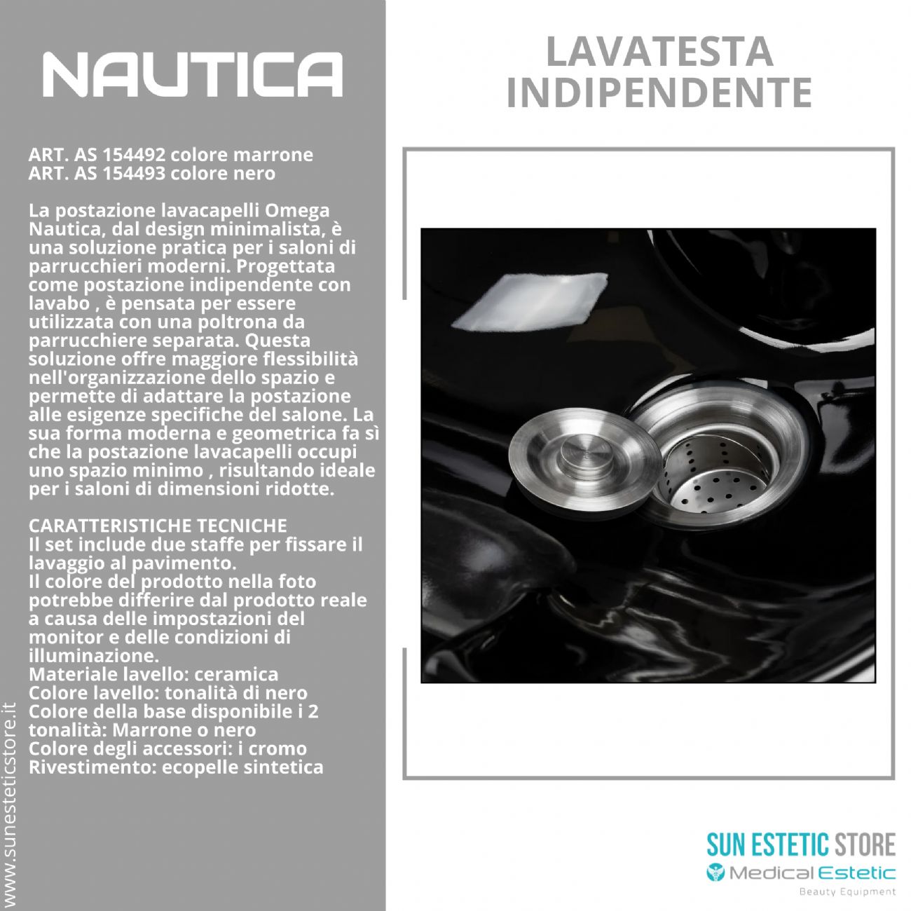 Nautica lavatesta indipendente senza poltrona