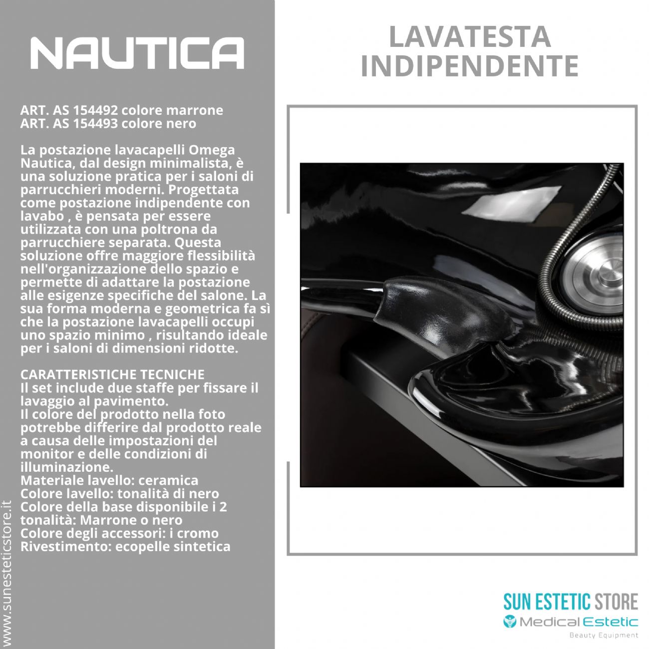 Nautica lavatesta indipendente senza poltrona