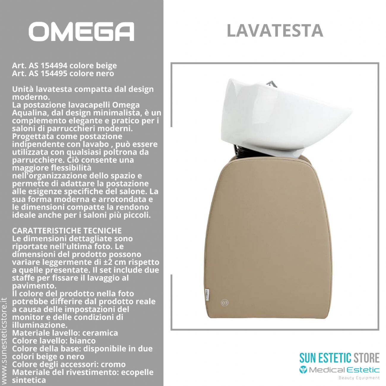 Omega postazione lavatesta indipendente