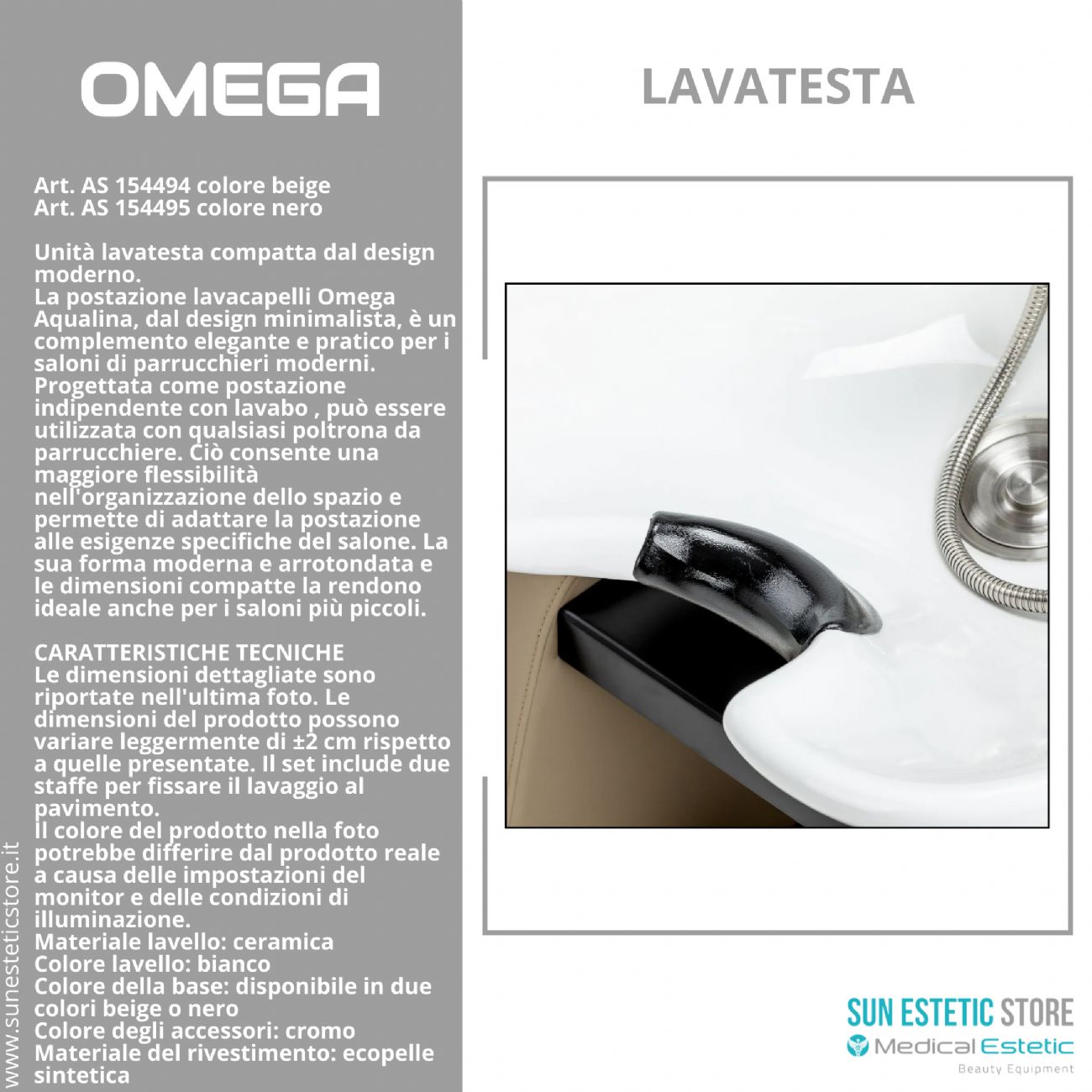 Omega postazione lavatesta indipendente