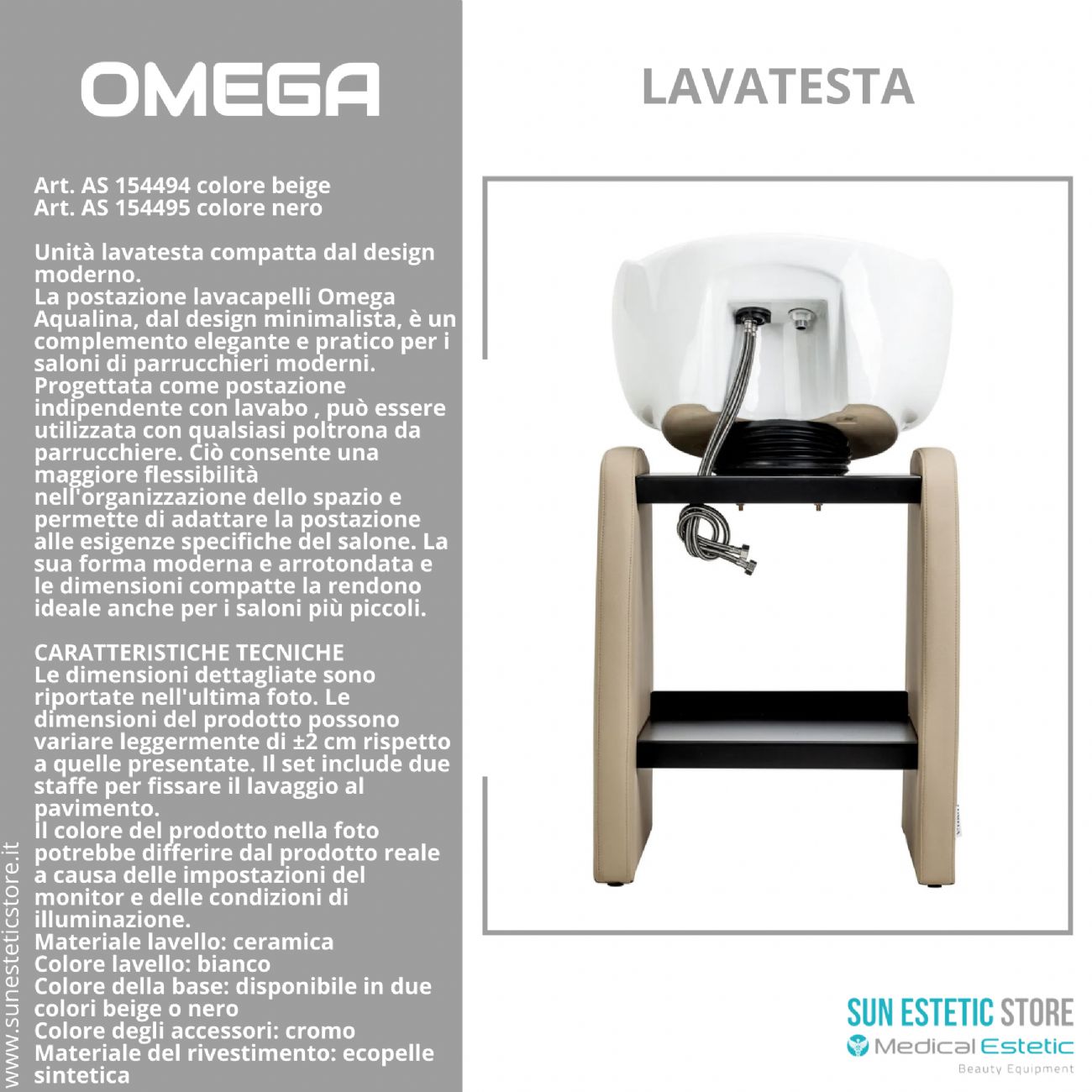 Omega postazione lavatesta indipendente
