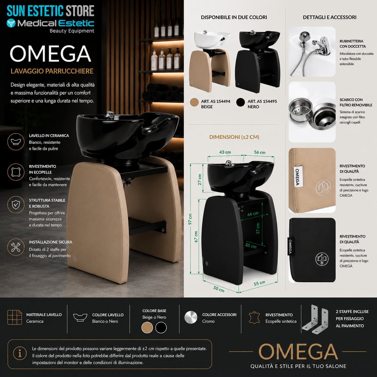 Omega postazione lavatesta indipendente