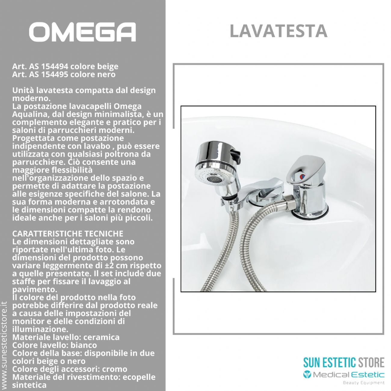 Omega postazione lavatesta indipendente