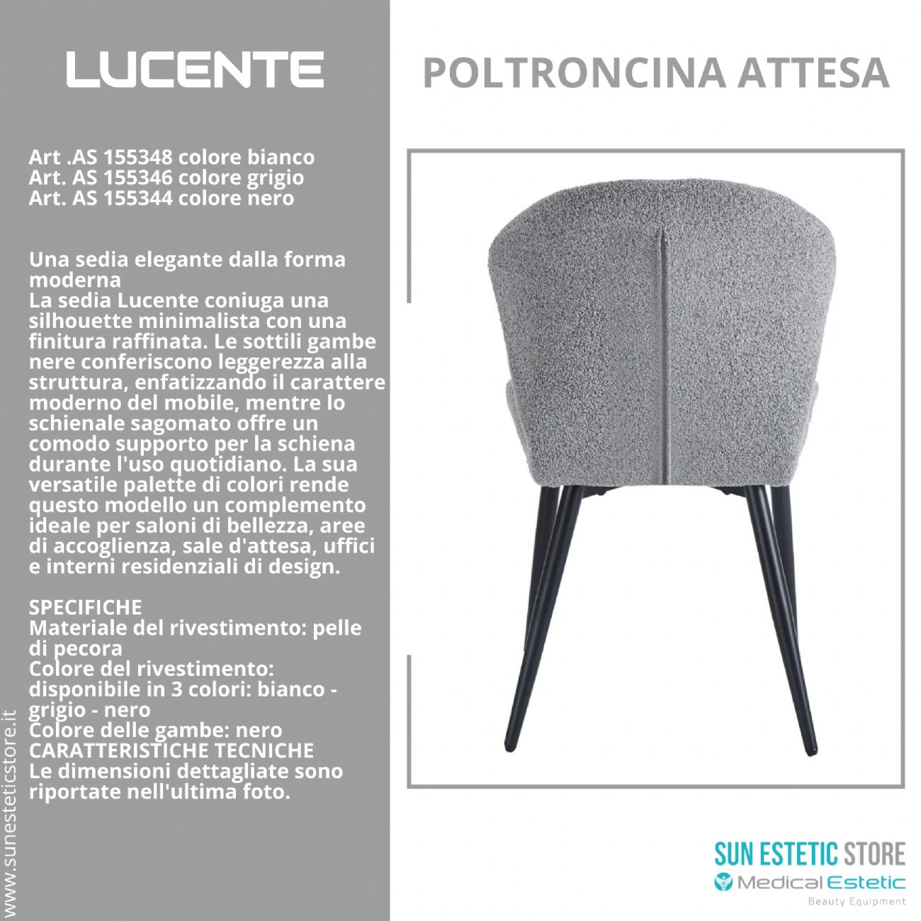 4Rico Lucente sedia poltroncina per reception sala attesa