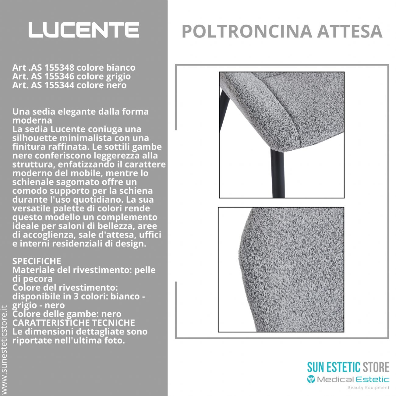 4Rico Lucente sedia poltroncina per reception sala attesa