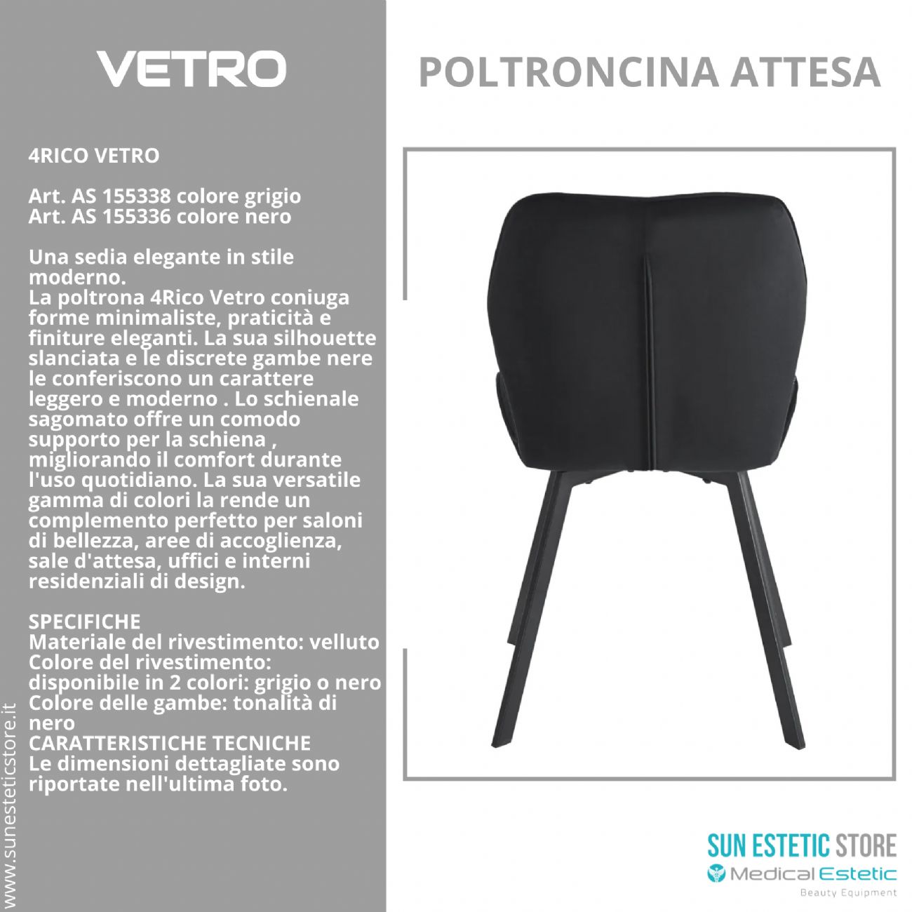4Rico Vetro sedia poltroncina per reception sala attesa