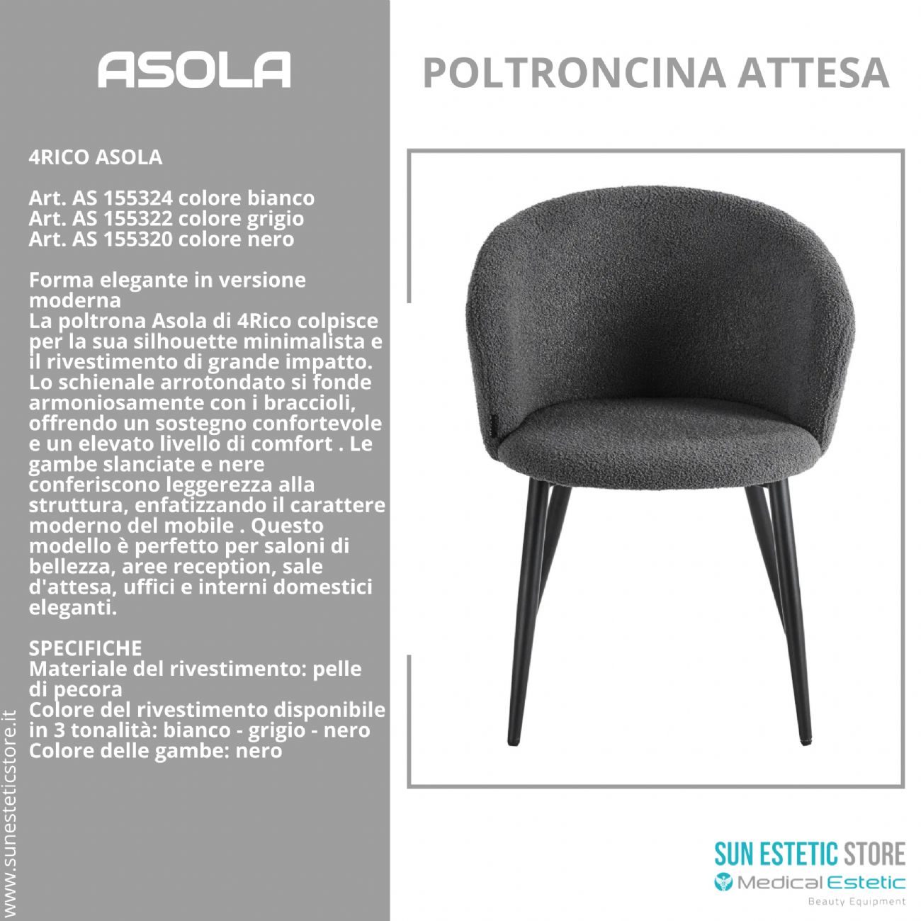 4Rico Asola sedia poltroncina reception sala attesa
