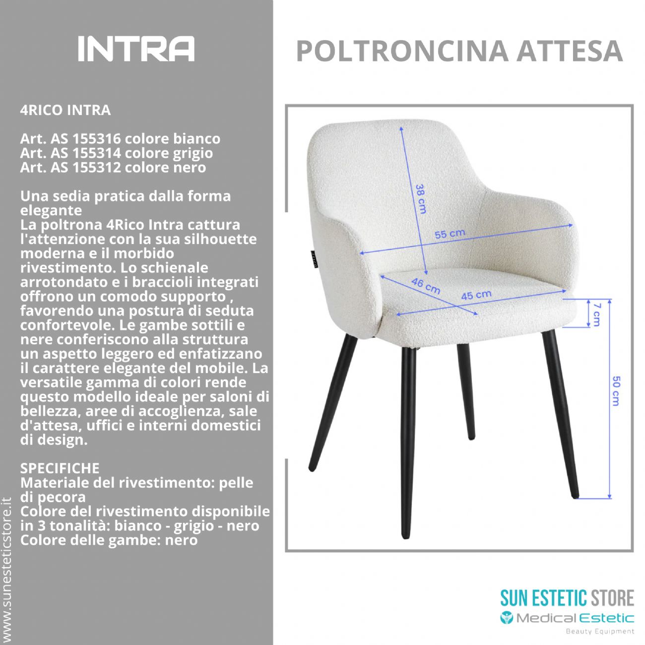 4Rico Intra sedia poltroncina reception sala attesa