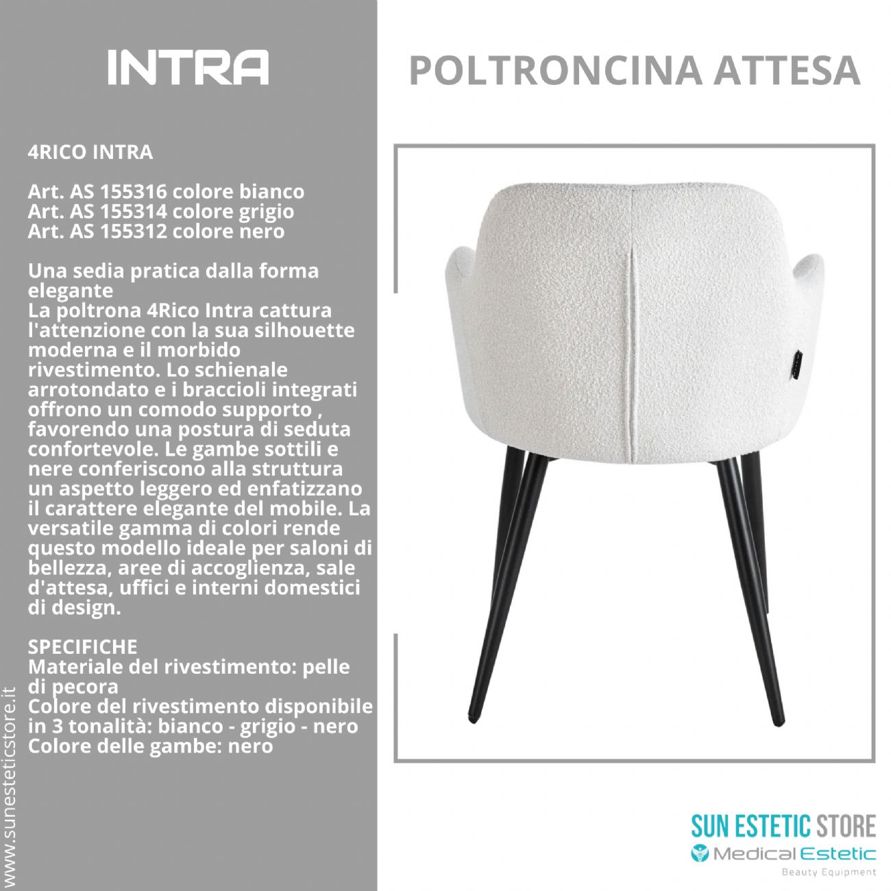 4Rico Intra sedia poltroncina reception sala attesa
