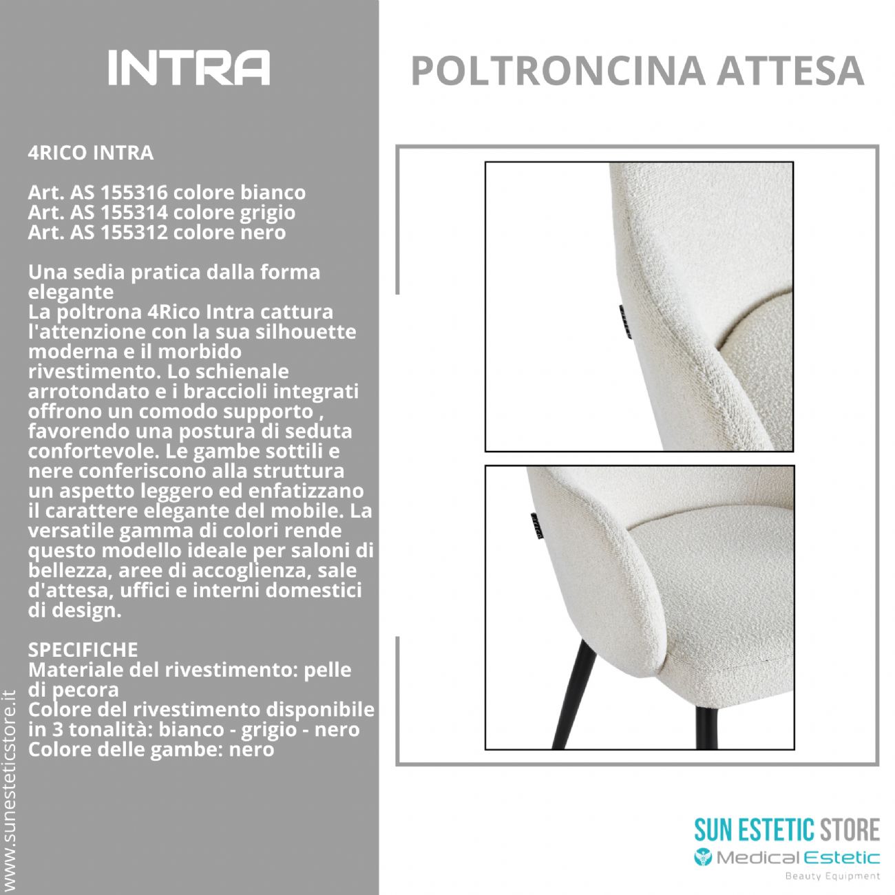 4Rico Intra sedia poltroncina reception sala attesa