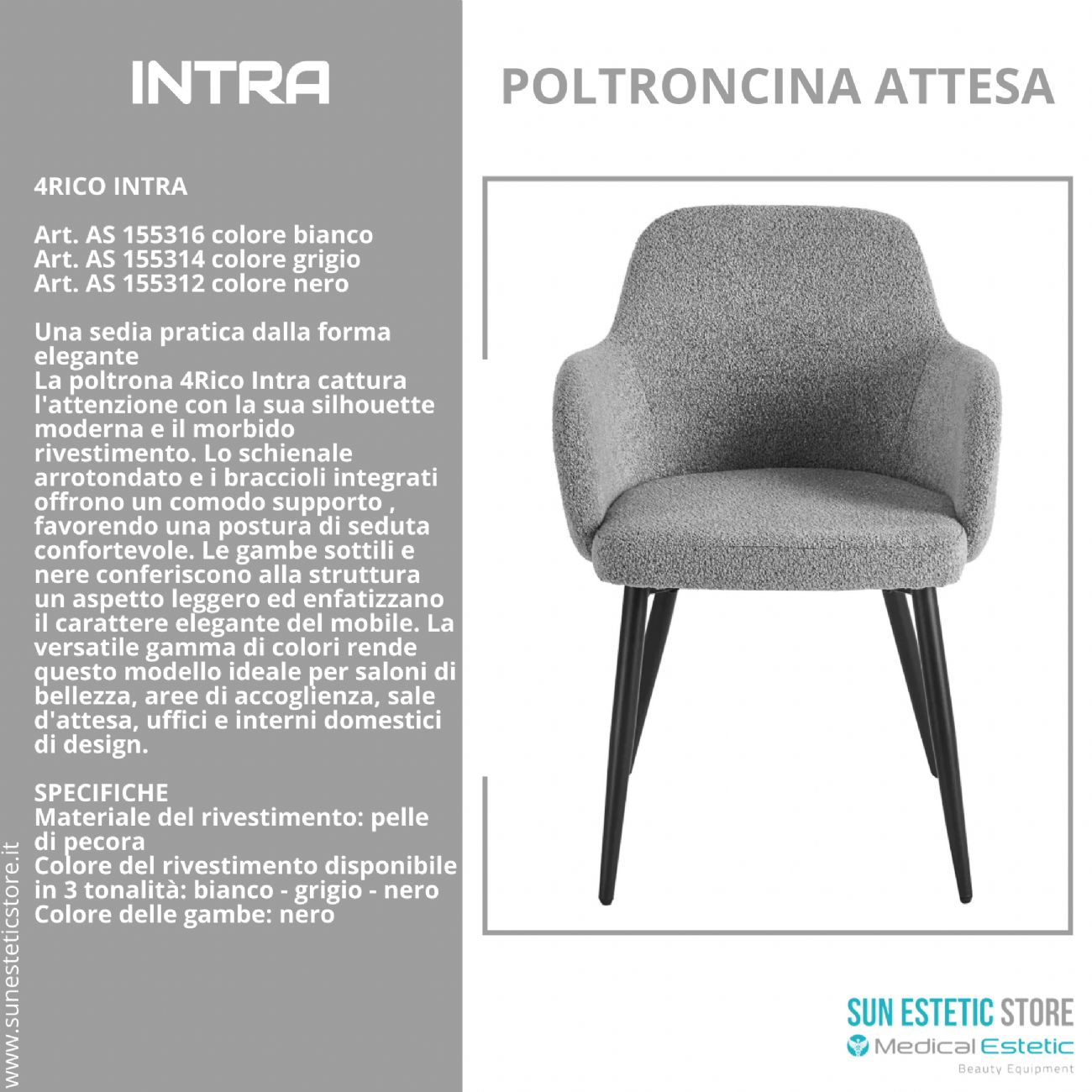 4Rico Intra sedia poltroncina reception sala attesa