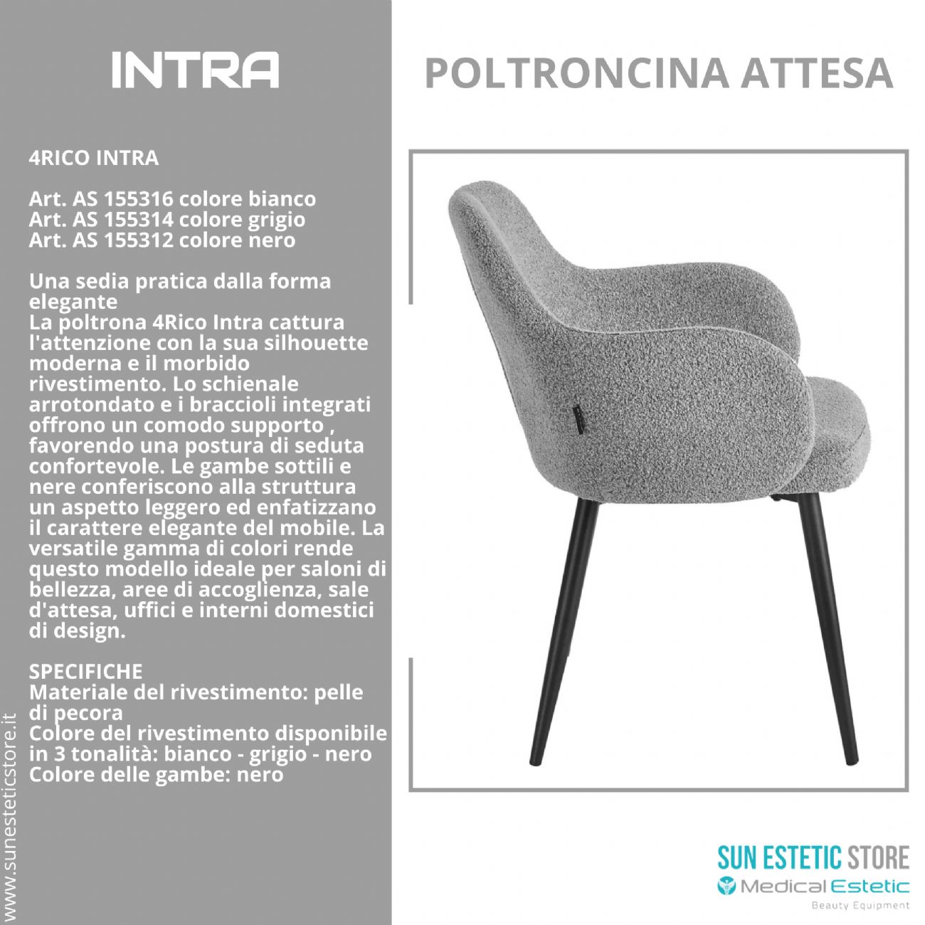 4Rico Intra sedia poltroncina reception sala attesa