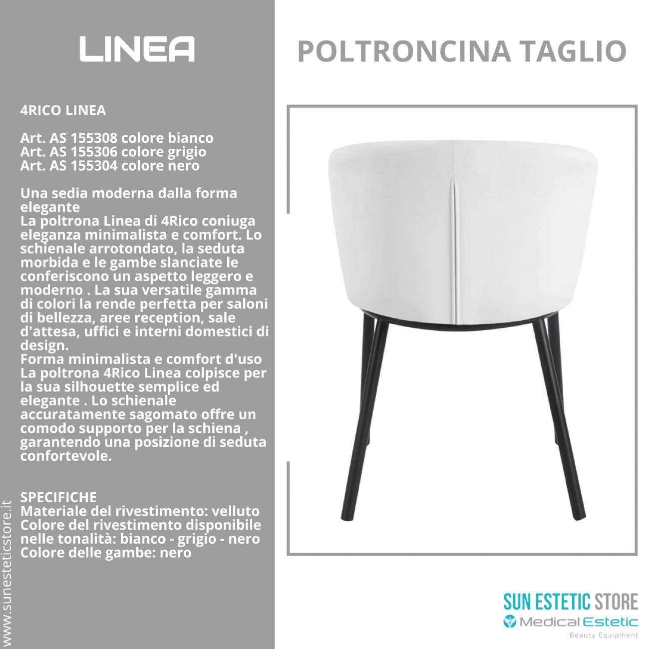 4Rico Linea sedia poltroncina reception sala attesa