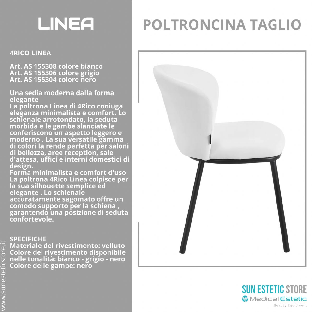 4Rico Linea sedia poltroncina reception sala attesa