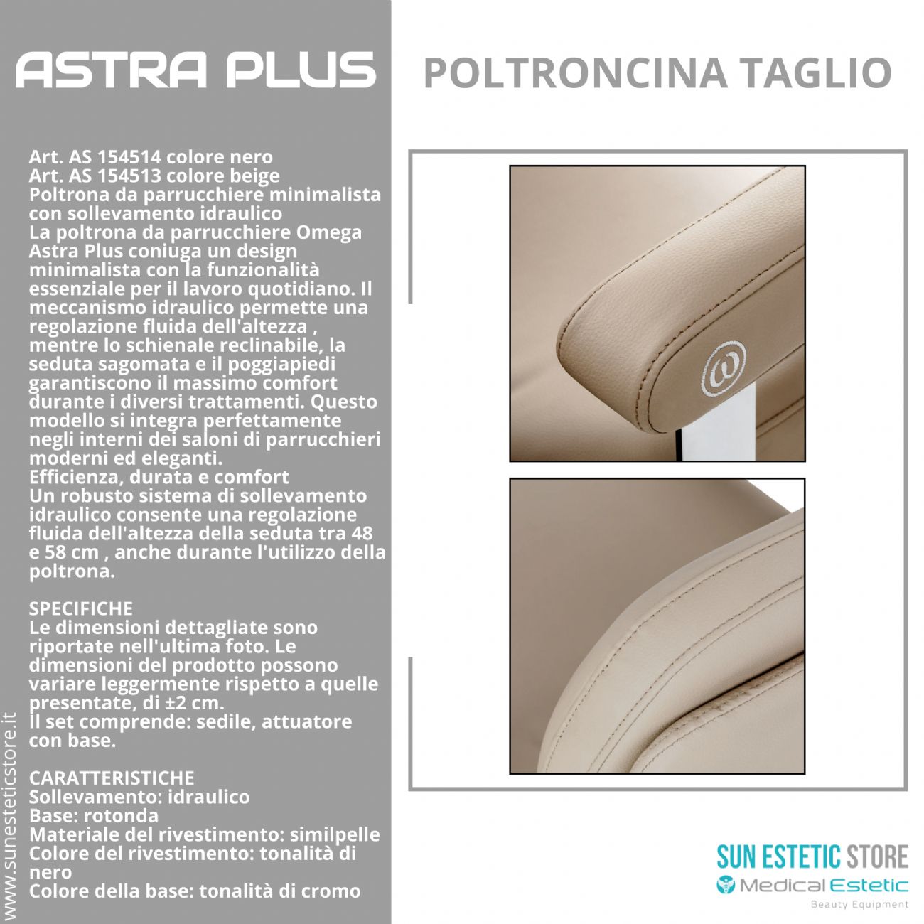 Astra Plus sedia poltroncina taglio parrucchiere