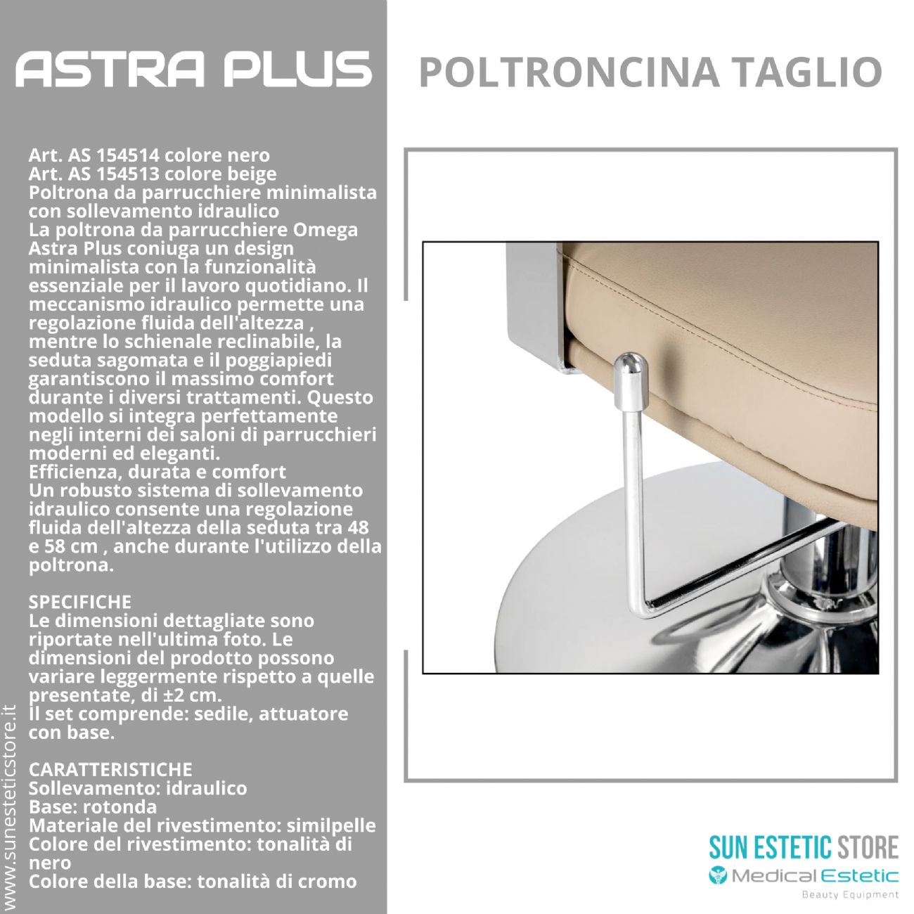 Astra Plus sedia poltroncina taglio parrucchiere