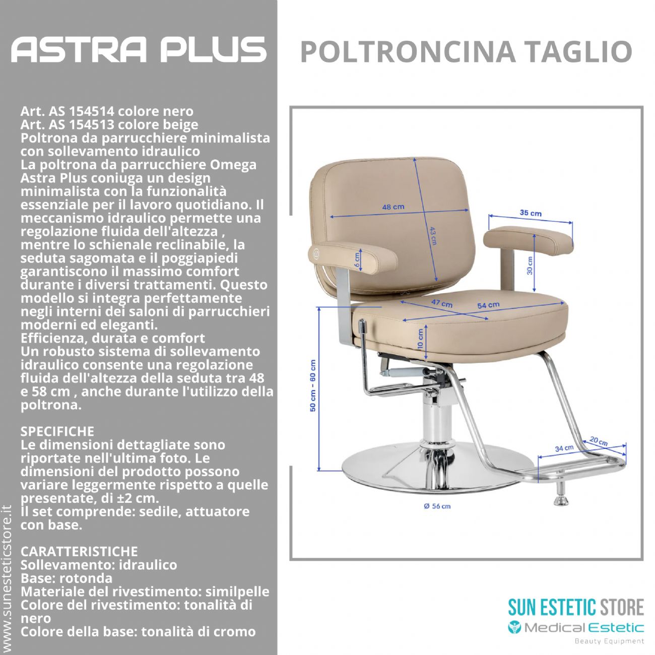 Astra Plus sedia poltroncina taglio parrucchiere