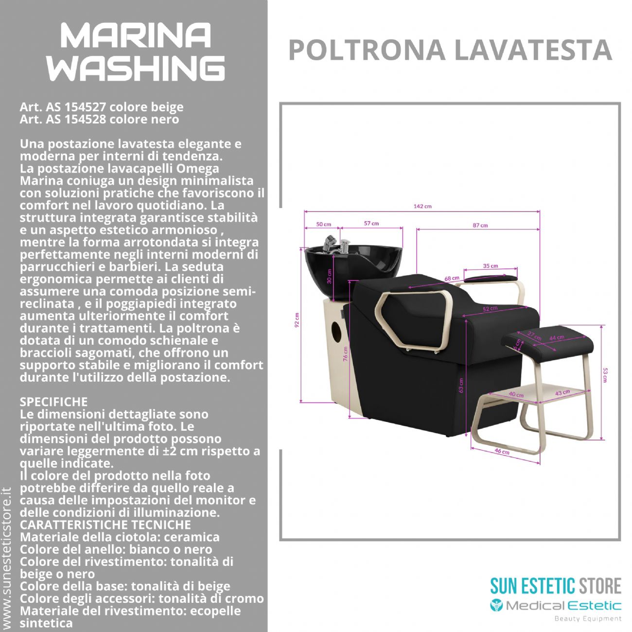 Marina Washing poltrona lavatesta professionale