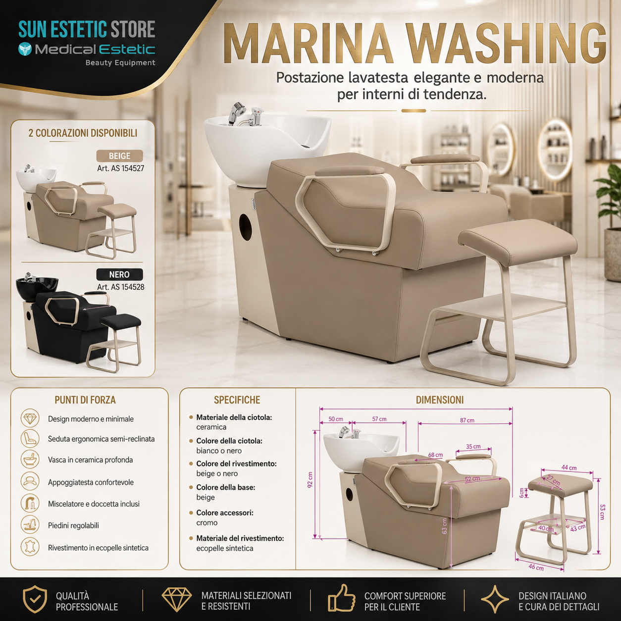 Marina Washing poltrona lavatesta professionale