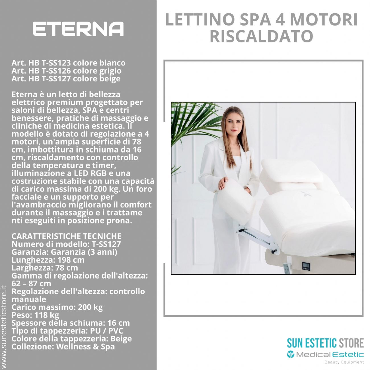 Eterna lettino Spa 4 motori riscaldato