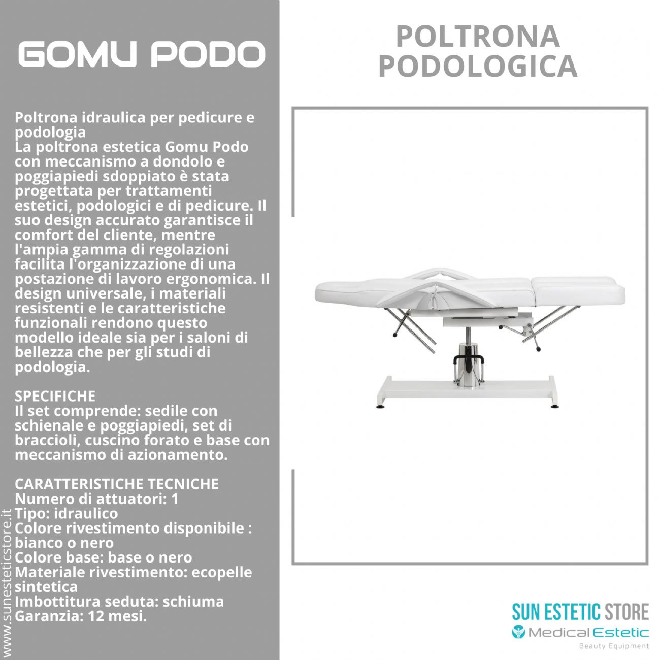 Gomu Podo 210 Poltrona Podologica Idraulica