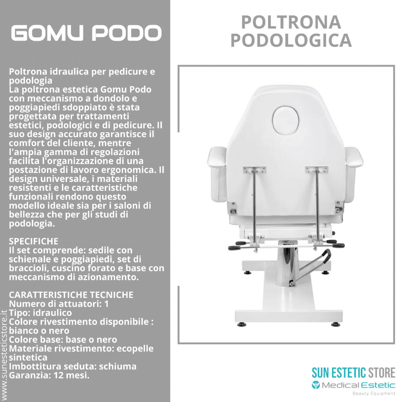 Gomu Podo 210 Poltrona Podologica Idraulica