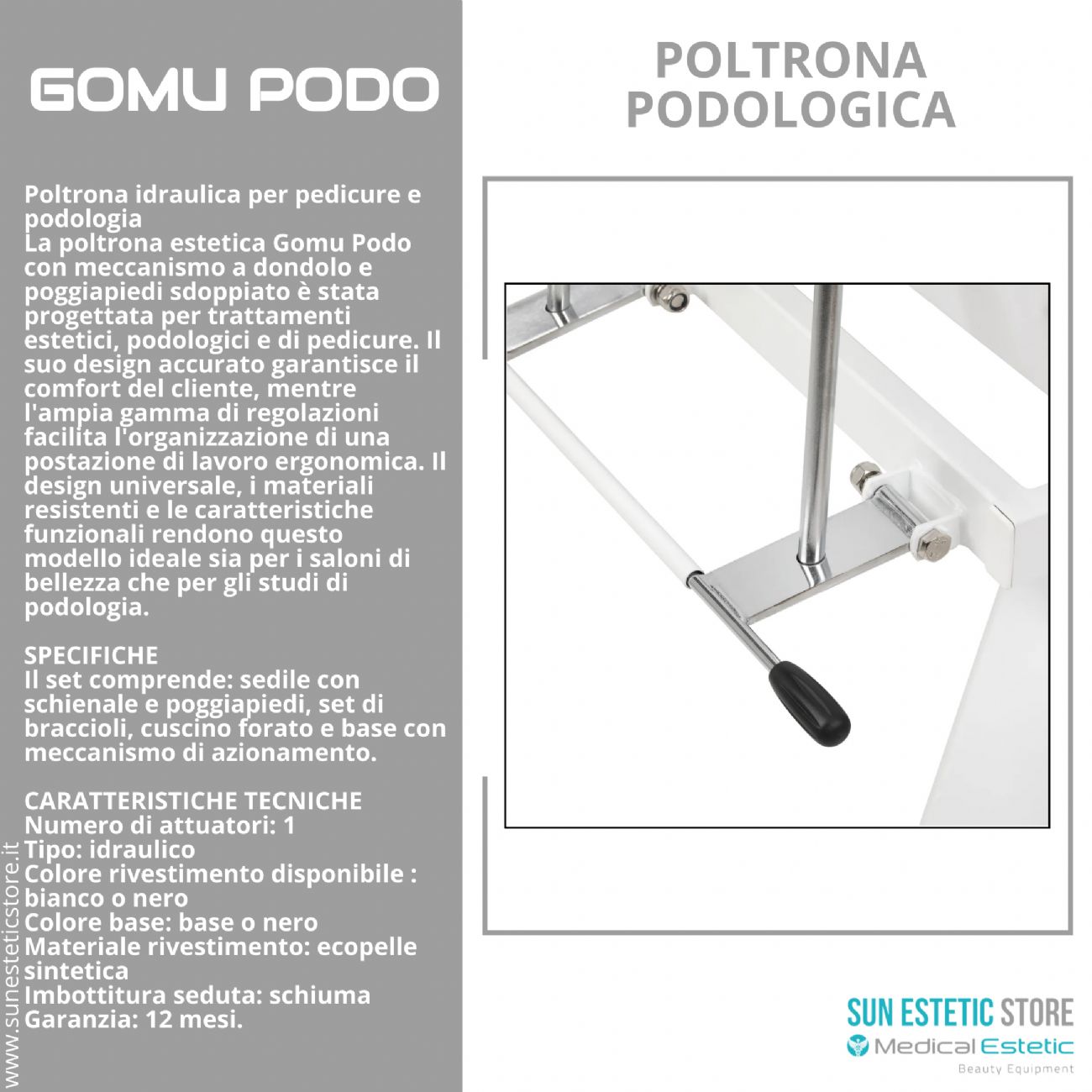 Gomu Podo 210 Poltrona Podologica Idraulica