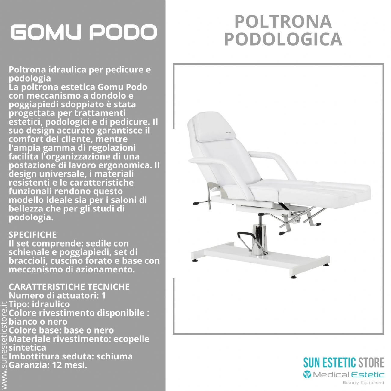 Gomu Podo 210 Poltrona Podologica Idraulica