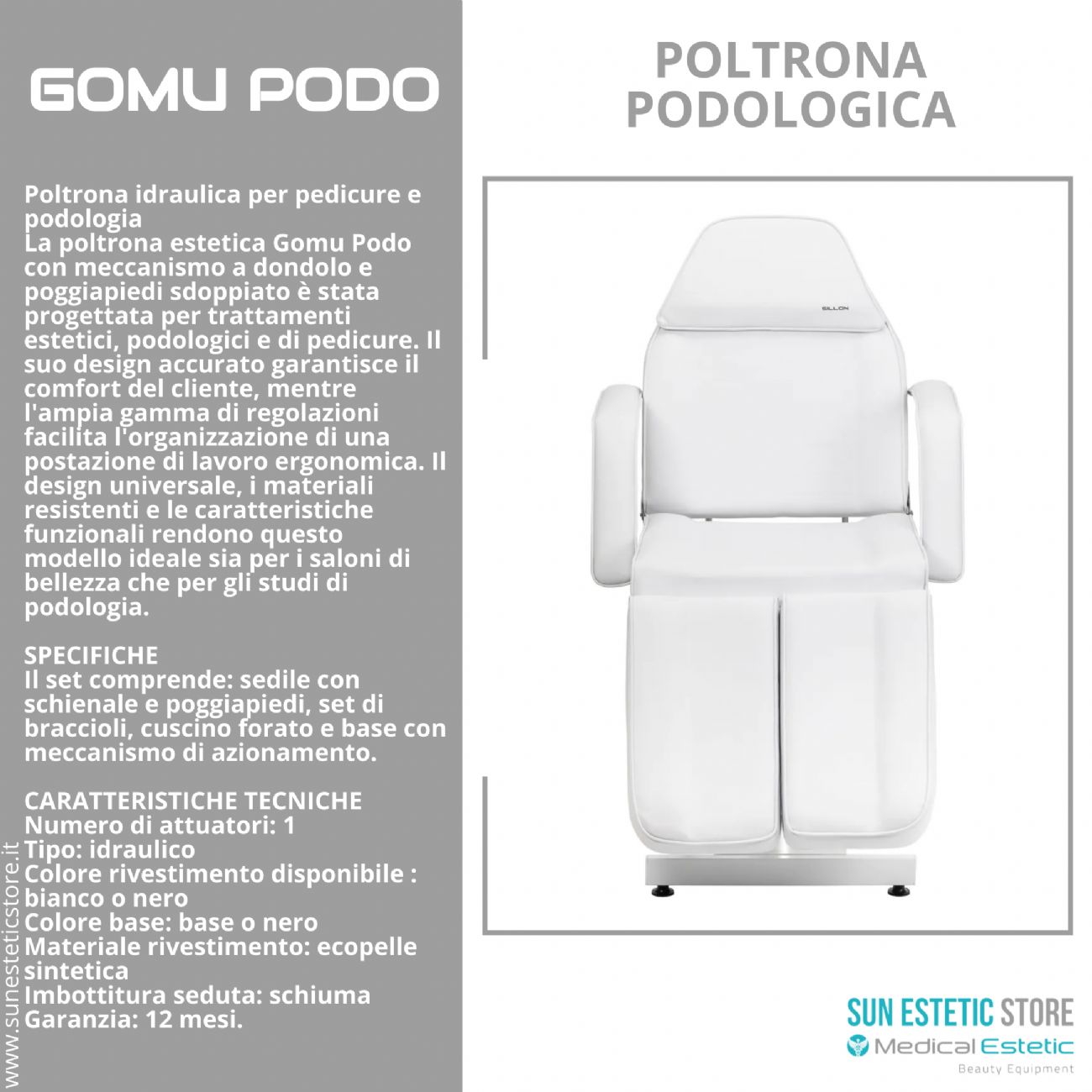 Gomu Podo 210 Poltrona Podologica Idraulica
