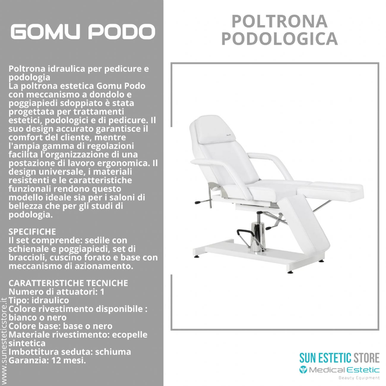 Gomu Podo 210 Poltrona Podologica Idraulica
