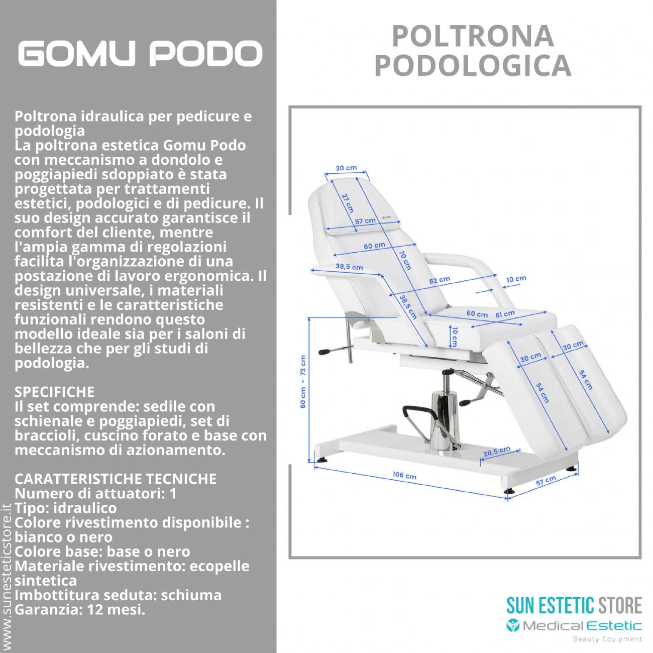 Gomu Podo 210 Poltrona Podologica Idraulica