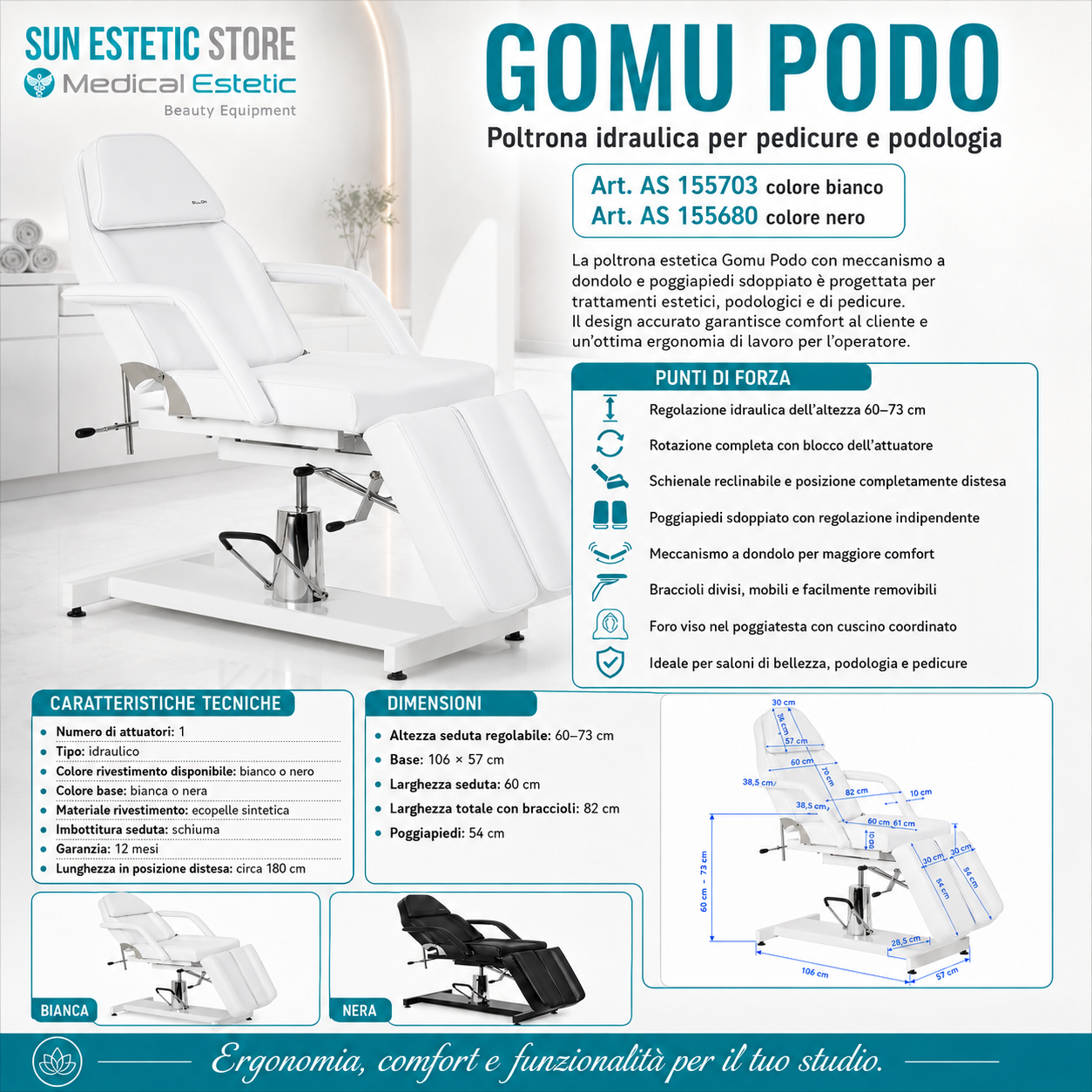 Gomu Podo 210 Poltrona Podologica Idraulica