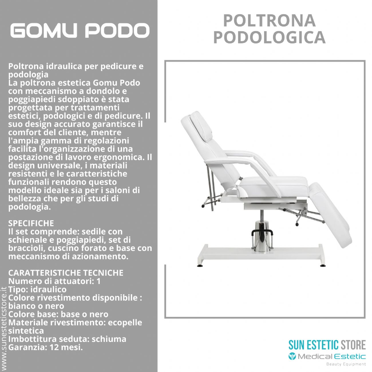 Gomu Podo 210 Poltrona Podologica Idraulica