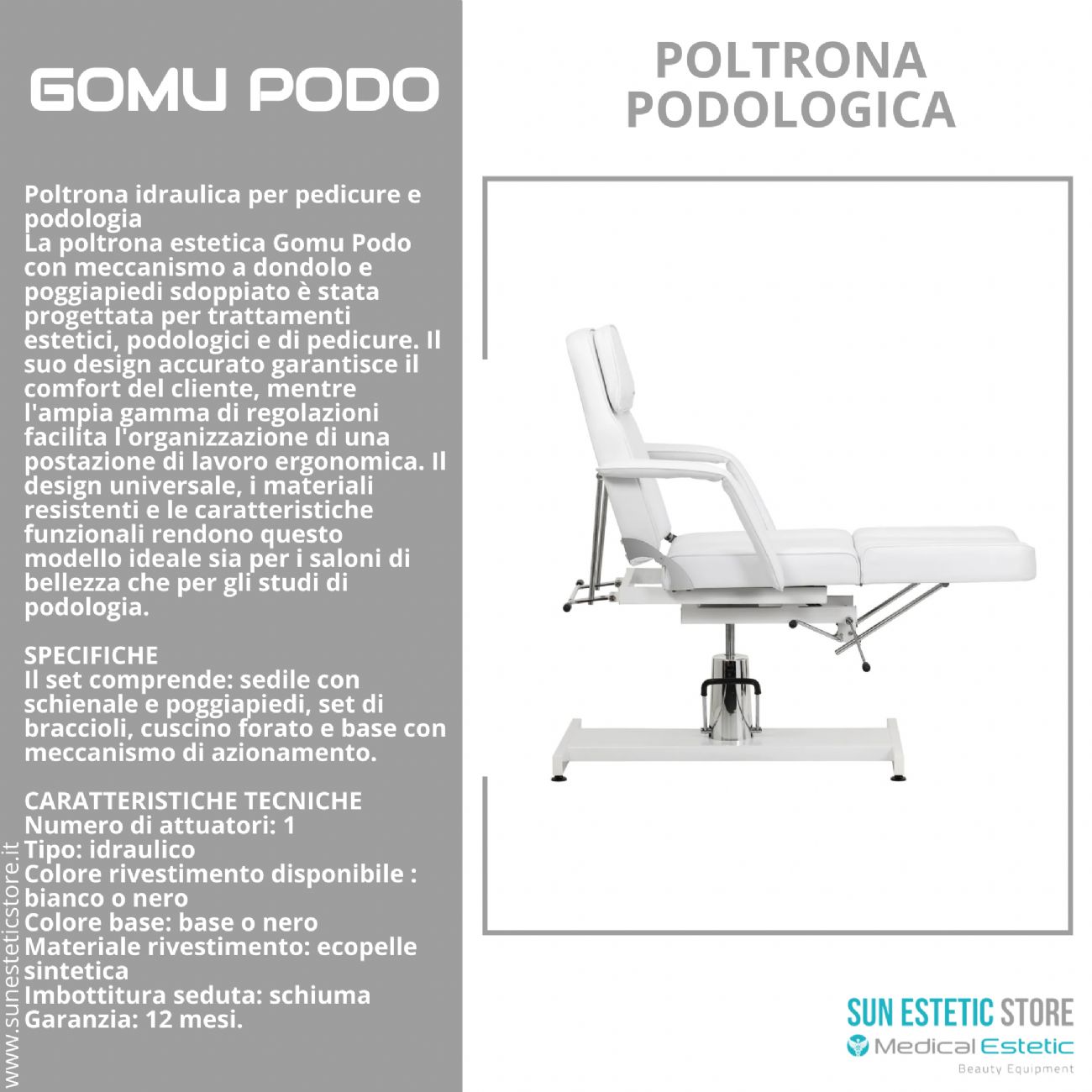 Gomu Podo 210 Poltrona Podologica Idraulica