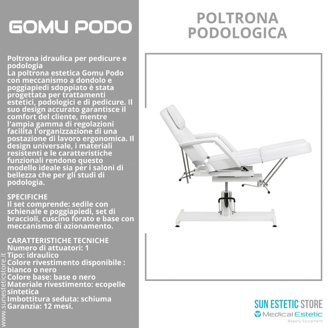 Gomu Podo 210 Poltrona Podologica Idraulica