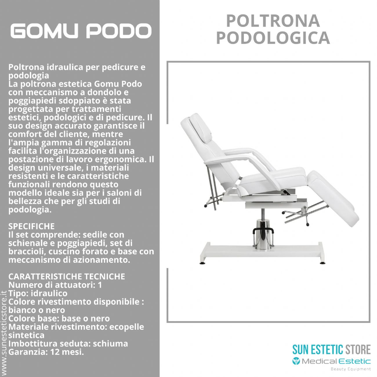Gomu Podo 210 Poltrona Podologica Idraulica
