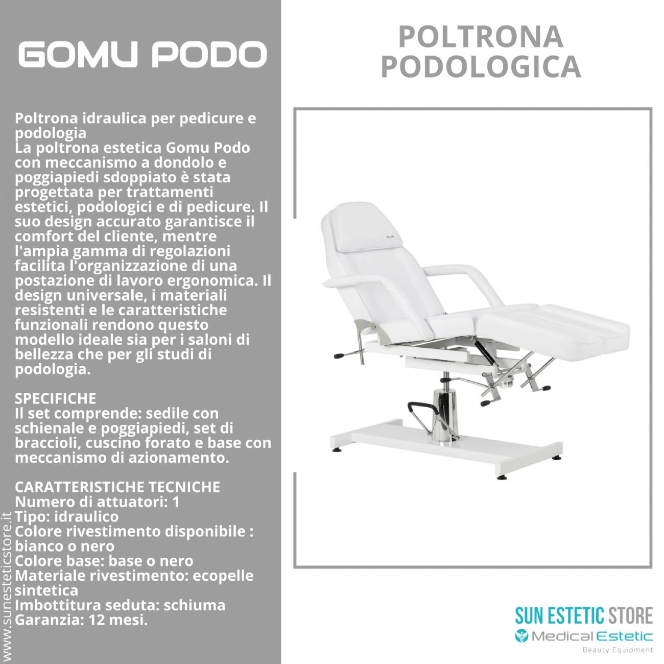 Gomu Podo 210 Poltrona Podologica Idraulica