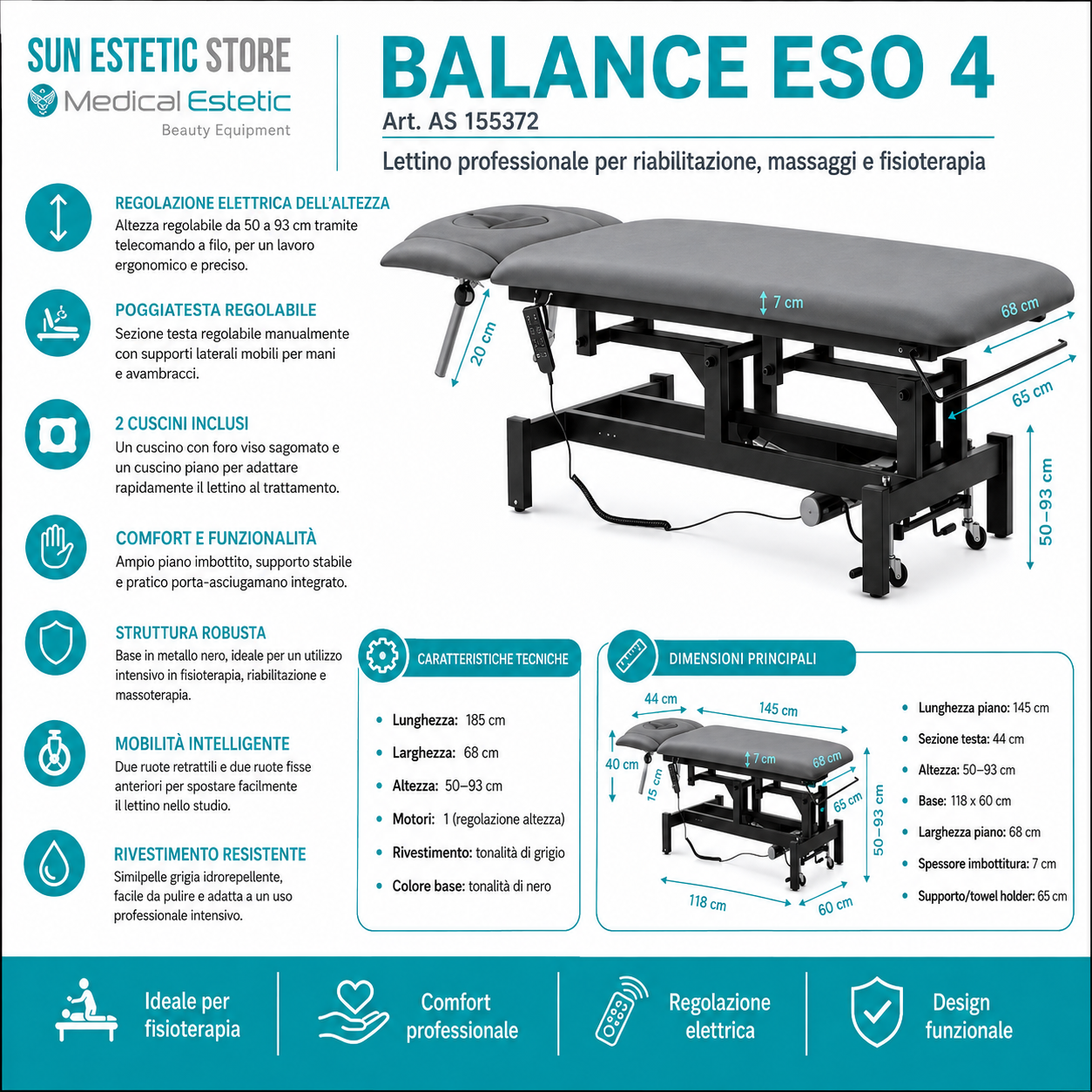 Balance Eso 4 lettino fisioterapia elettrico 1 motore