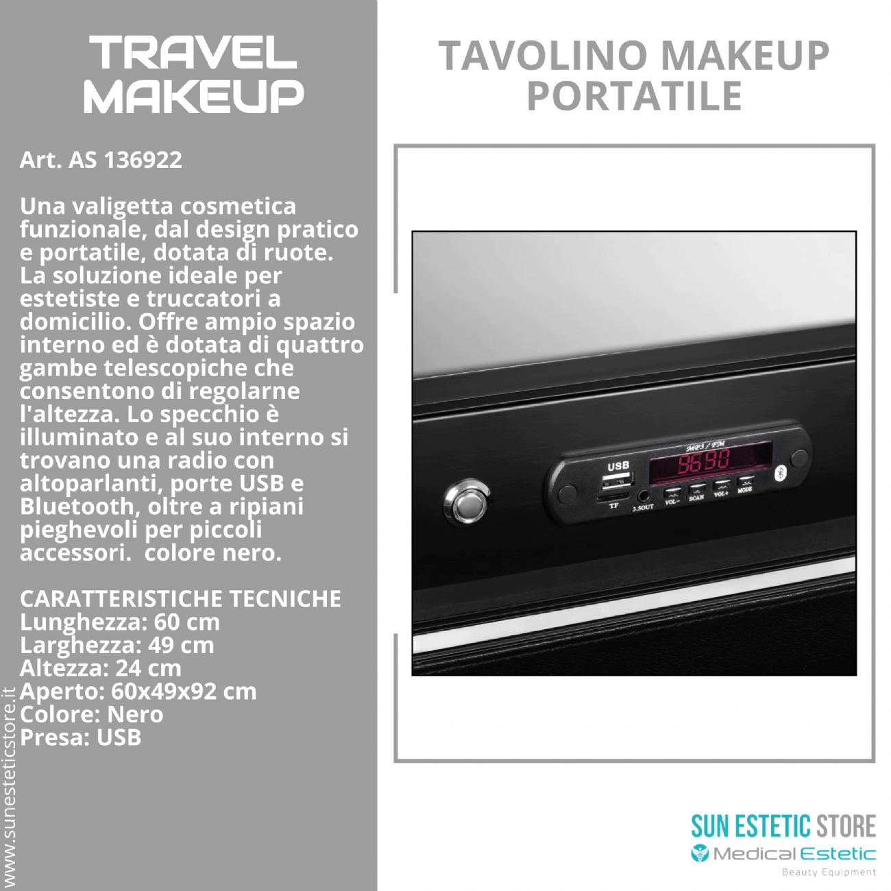 Travel Makeup tavolino trucco portatile