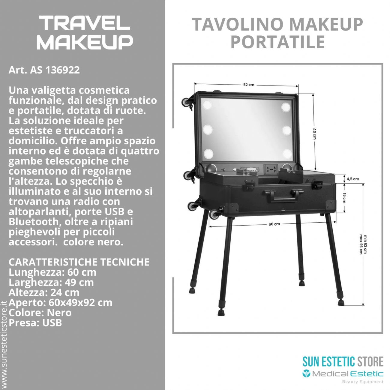 Travel Makeup tavolino trucco portatile