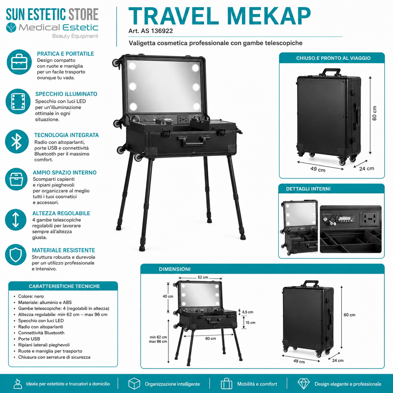 Travel Makeup tavolino trucco portatile